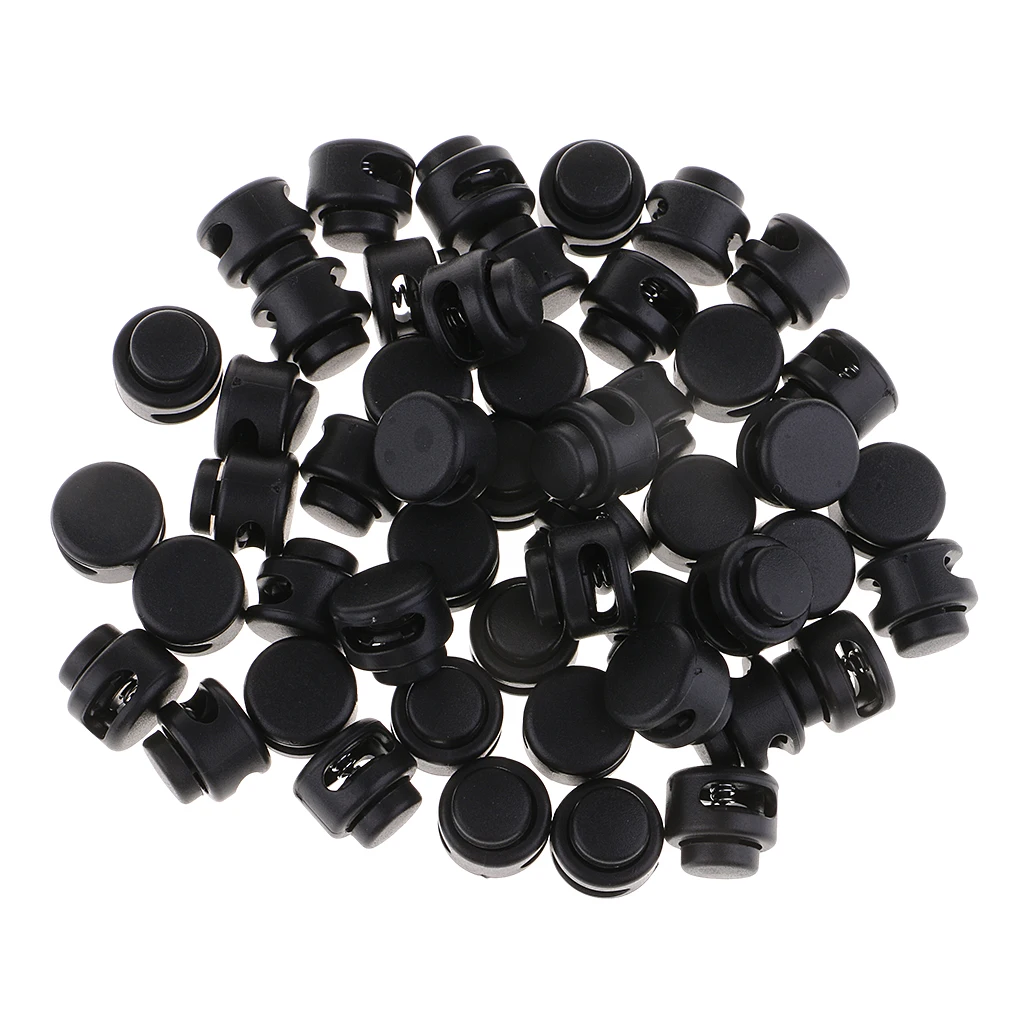 

50 Pieces Plastic Toggle Spring Clasp Stops Double Holes String Cord Locks 13mm