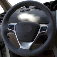 car products diy black non slip wear resistant genuine leather%c2%a0car accessories steering wheel cover for toyota verso ez avensis