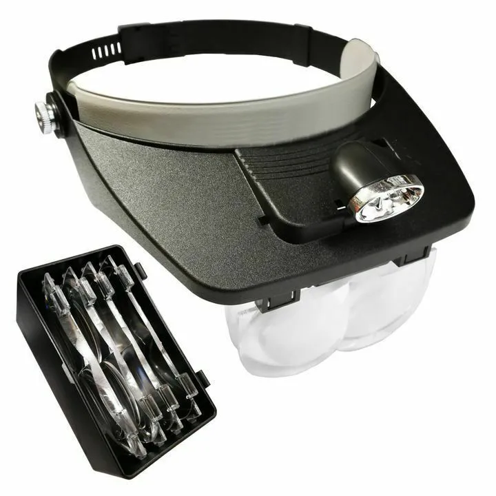 

Head Magnifier With LED Light Magnifying Glasses Headset For Precision Work 2 LED Head Magnifiers With Various Lenses