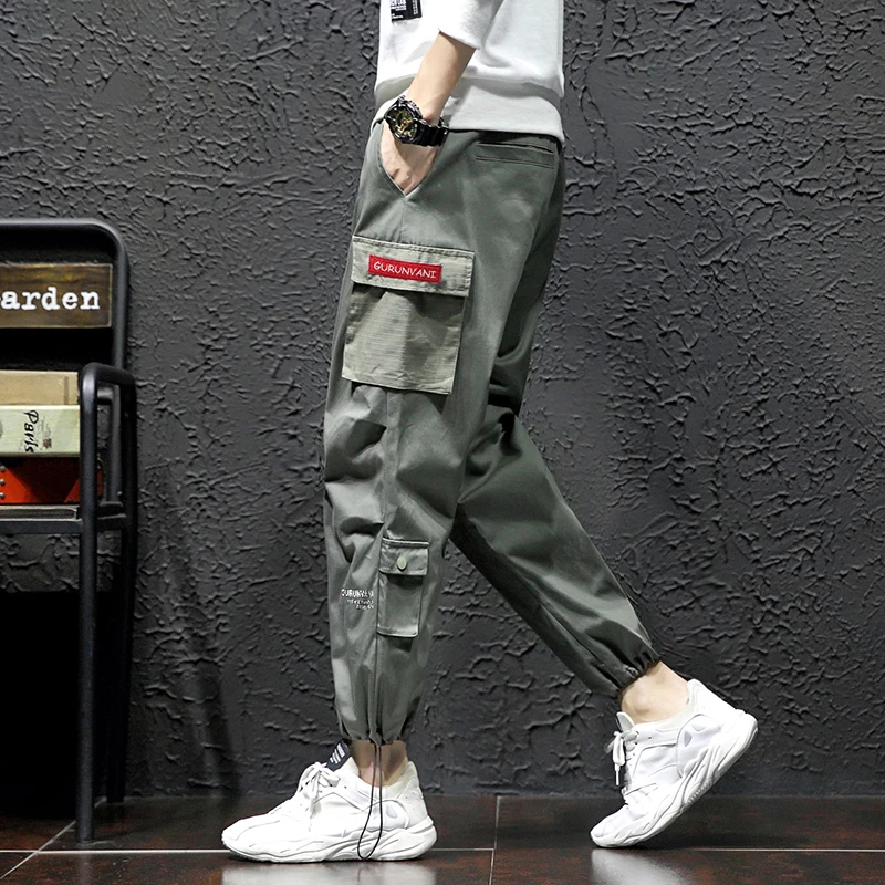 Модный тренд soid цвет мужские брюки карго 2019 осень пакет decroation джоггеры уличные