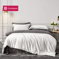 sondeson luxury 100 silk white gray bedding set top grade silk duvet cover flat sheet pillowcase double queen king quilt cover
