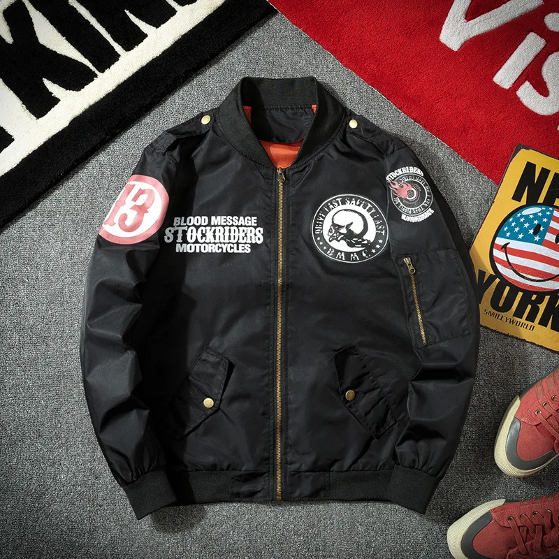 

2021 New Men's Fashion Zipper Baseball Bomber Jacket Oversized Pilot Training Coat Jackets