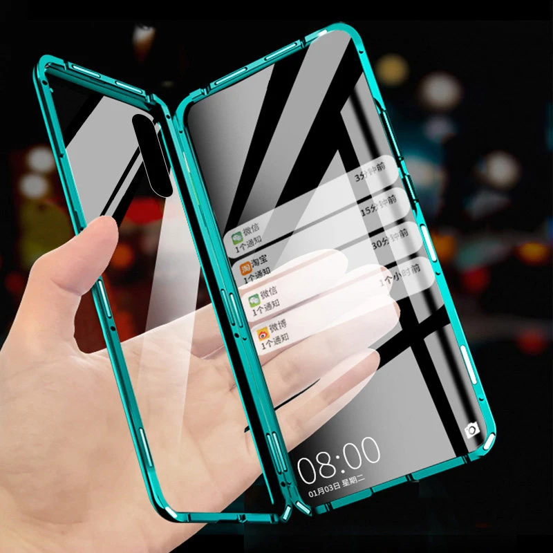 Магнитный чехол для huawei Honor V30 Play 3 Note 10 8 S, двусторонний стеклянный чехол, металлический бампер Nova 6SE V20 9X Pro 8X MAX чехол