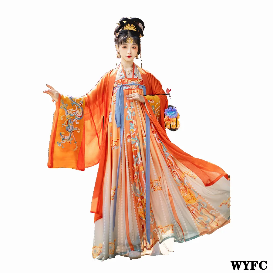 

Китайская традиционная одежда Hanfu, Женская сказочная одежда, танцевальное шоу, Повседневное платье принцессы, вышитая система Тан для вечер...
