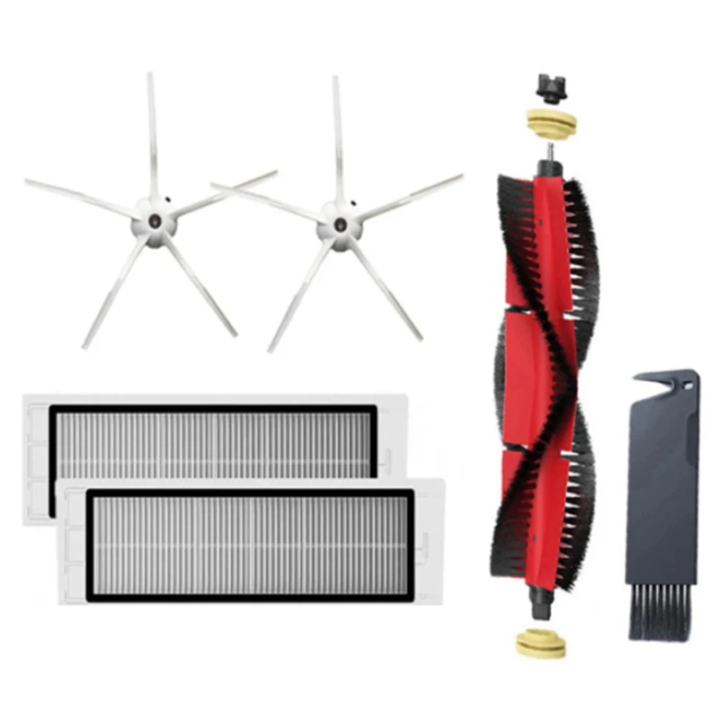 

Для Roborock, съемный фильтр основной щетки, 5 рук, силиконовая боковая щетка, рулон щетки для Roborock S4 E4 S50 S5MAX S6 S6MAX