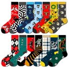 Instime1 пара дизайнерских носков с принтом головы животного, женские забавные носки с изображением космонавта, женские носки с геометрическим рисунком на Хеллоуин, европейский размер 39-45