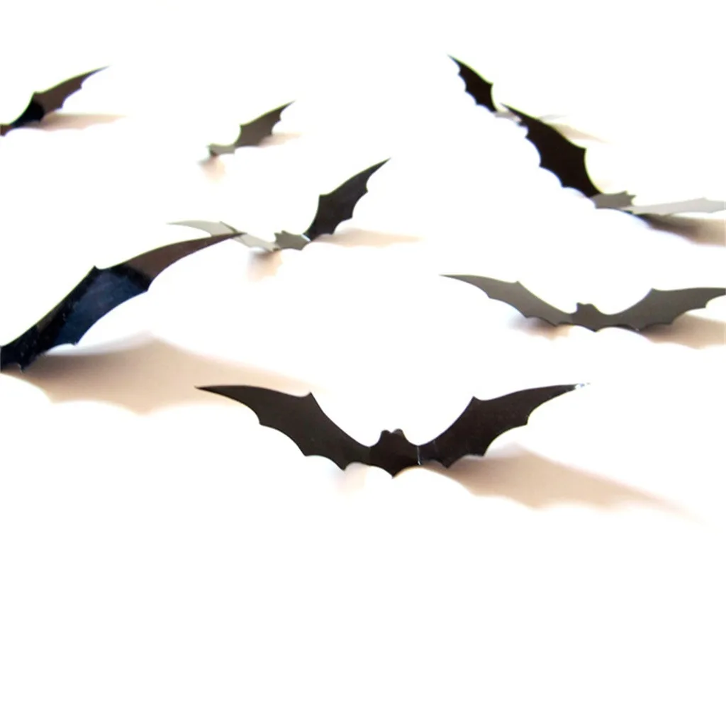 12/60 шт 3D &quotсделай сам&quot летучая мышь наклейки на стену для Хэллоуина аксессуары