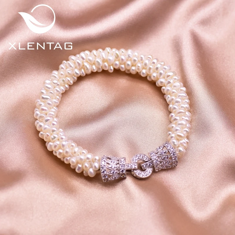 

XlentAg Angle Natural Freshwater White Pearl Bracelet For Women Friendship Party Love Gifts Fashion Jewelry Luxury Design GB0200