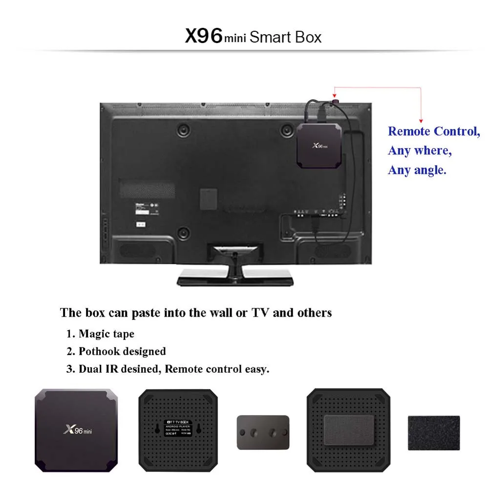 Медиаплеер X96mini 1 + 8G/1 16G Смарт ТВ приставка Четырехъядерный 4K 3D WIFI 100M медиа Android 7 |