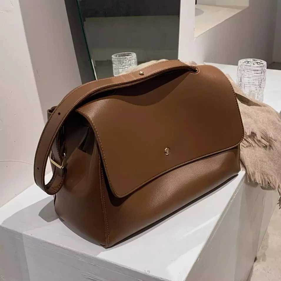 

Vintage Big Tote Bag 2021 High Quality Leather Women's Designer Handbag Large capacity Armpit Bag Trendy Shoulder Bags Torebki