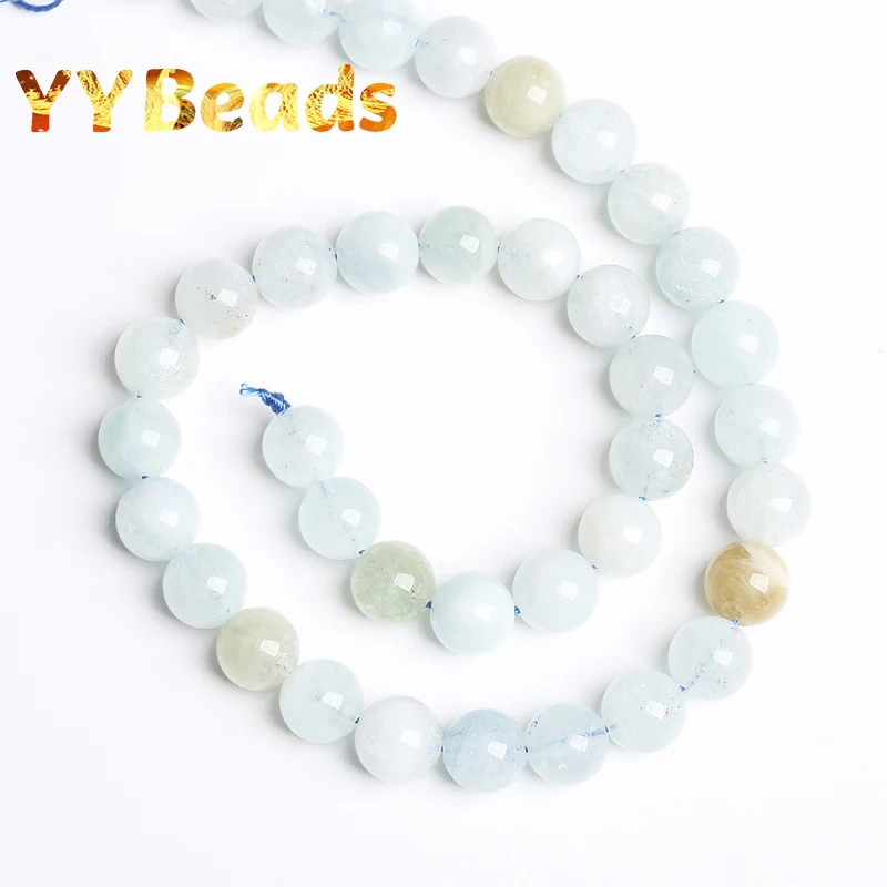 100% Natural Stone Light Blue Aquamarines Stone Beads 6-12mm Blue Crystal  Loose Charm Beads For Jewelry Making DIY Bracelets