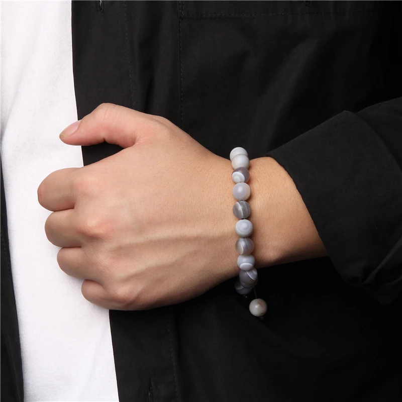 

10MM Natural Stone Amazonite Agat Lava Jaspers Round Beads Braided Bracelet for Women Men Handmade Yoga Jewelry Gifts Pulseras