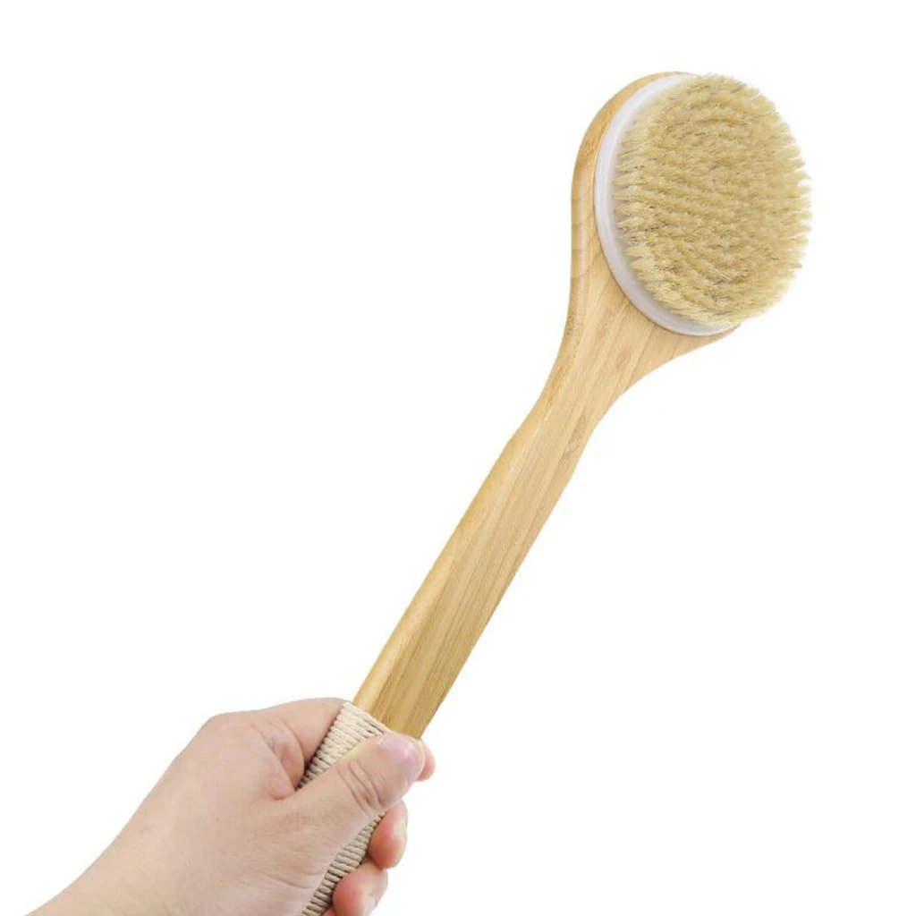 

40cm Ergonomic Bamboo Long Handle Bath Exfoliating Brush Exfoliator Massager