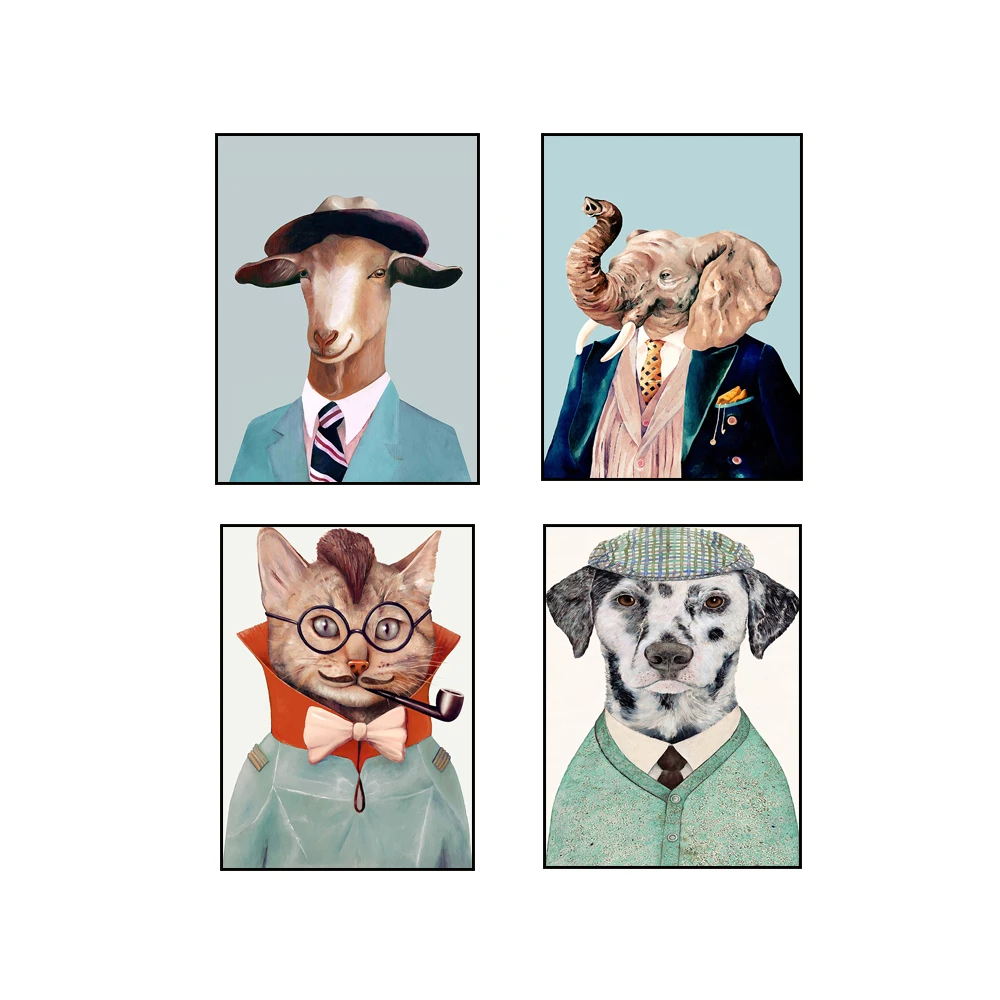 

Modern Decorative Abstract Animal Art Painting Cartoon Style Canva Painting Poster Living Room Bedroom Decoration Prints No Fram