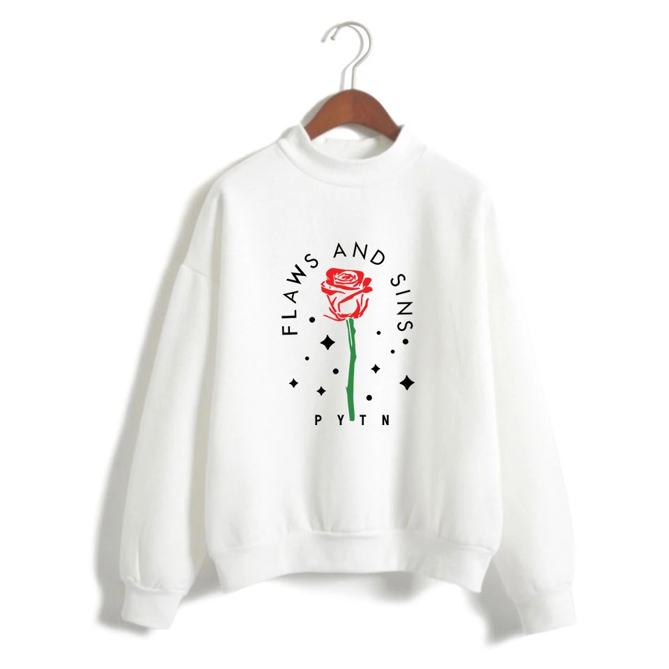 

Payton Moormeier Warm Turtleneck Sweatshirt Women Rose Flower Printing Long Sleeve Sweatshirt Streetwear Women kawaii Clothes
