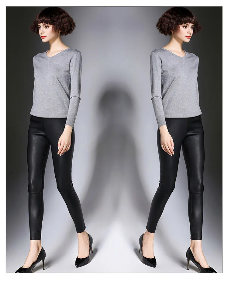 

YR!Free shipping. high waist ,high elastic imported authetic Iamb skin leather, slim ,stylish,women trousers leggings ,sales