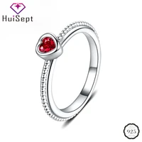 huisept trendy rings with heart shape ruby gemstone 925 silver jewelry ring for women wedding promise gift wholesale size 6 9