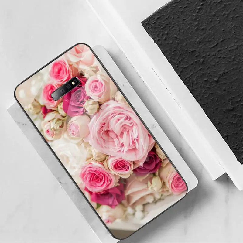 

Elegant Pink Purple Peony flowers Phone Case Tempered glass For Samsung S6 S7 edge S8 S9 S10 e plus note8 9 10 pro