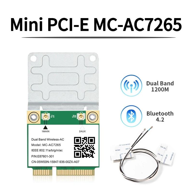 Беспроводная мини карта PCI E 1200 Мбит/с 802.11ac 2 4/5 ГГц|Сетевые карты| |