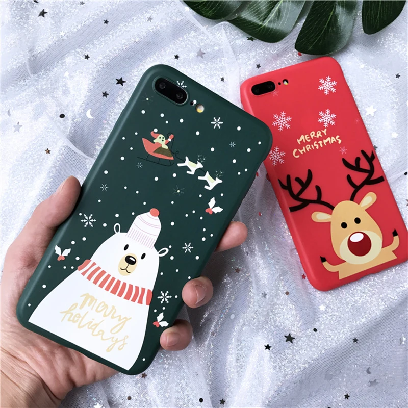 Подходит для рождественской пары iPhone 11 XS MAX pro max 8 PLUS мягкий чехол мобильного