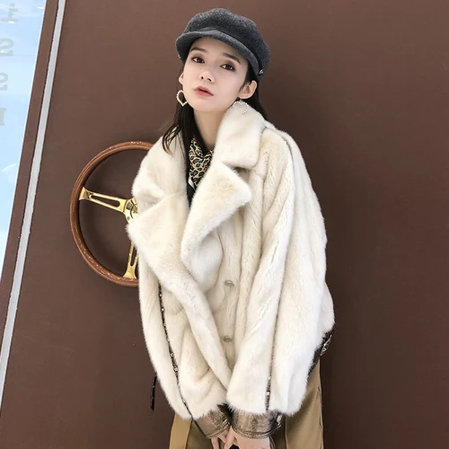 

MENINA BONITA 2021 Winter Jacket Women Natural Real Mink Fur Coat Rivet Double Breasted Thick Warm Outerwear Fashion Streetwear