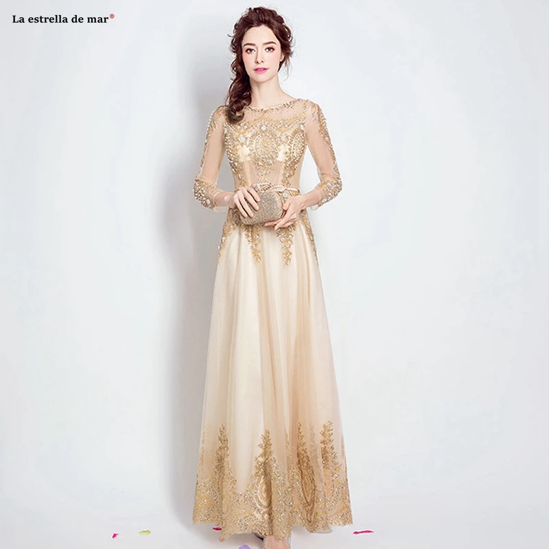 Женское длинное платье с длинным рукавом золотистое/розовое/голубое для