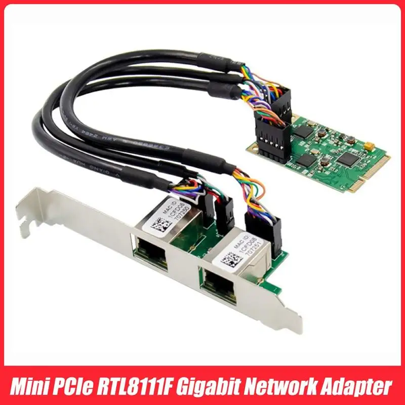 

Mini PCIe гигабитная сетевая карта RTL8111F, 2 портами плата PCI Express адаптер 10/100/1000 Мбит/с, Ethernet LAN контроллер для ПК, ноутбука