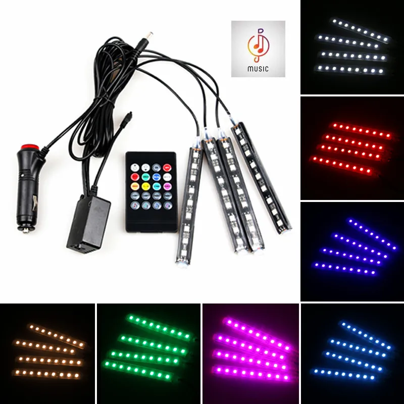 Автомобильный светодиодный RGB музыкальный голосовой Звук управление интерьер