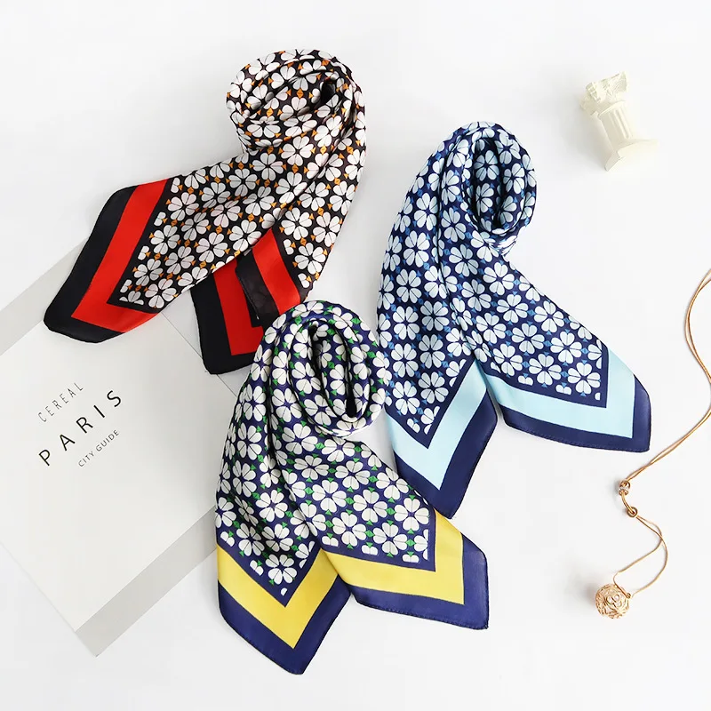

2021 Summer Luxury Brand Silk Scarf Square Women Shawls And Wraps Fashion Office Small Hair Neck Hijabs Foulard Scarves 70*70cm
