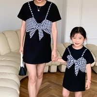 2021 new summer fake two dresses baby girl clothes womens dress parent child outfit mother kids family clothing