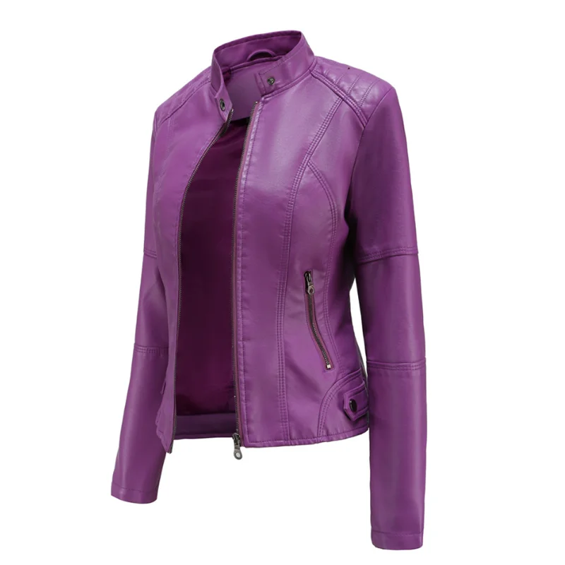 

Spring Autumn Women Faux Leather Jacket Biker Red Coat PU Motorcycle Jackets Slim Short Biker Coat Streetwear Outerwear