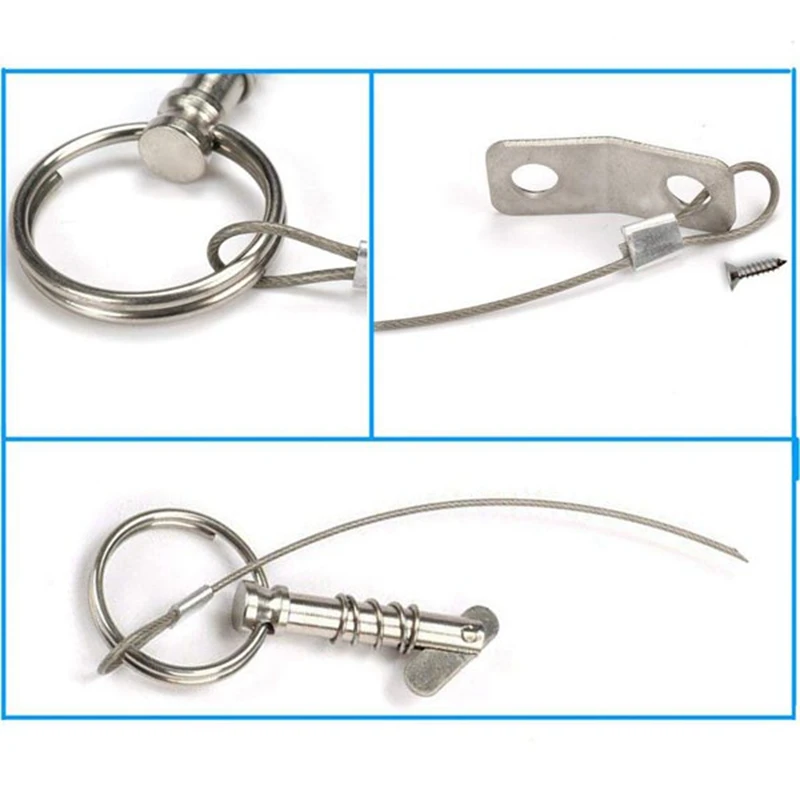 

2PCS 6.3mm 1/4 Inch Quick Release Pin with Lanyard for Boat Bimini Top Deck Hinge 316 Stainless Steel Marine Hardware