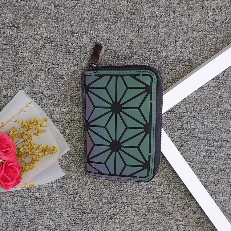 flower Светящийся кошелек геометрическая решетка короткий размер на молнии кошельки дизайнерский фосфоресцирующий кошелек - Цвет: flower