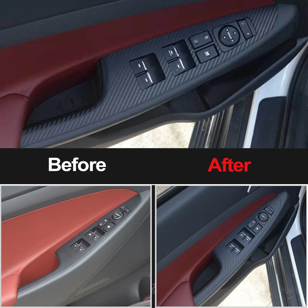 Автомобильные карбоновые наклейки кнопка подъема автомобильного окна панель