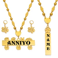 anniyo customize capital letters necklace earrings set women men girspersonalized guam hawaiian chuuk kiribati jewelry 150121b