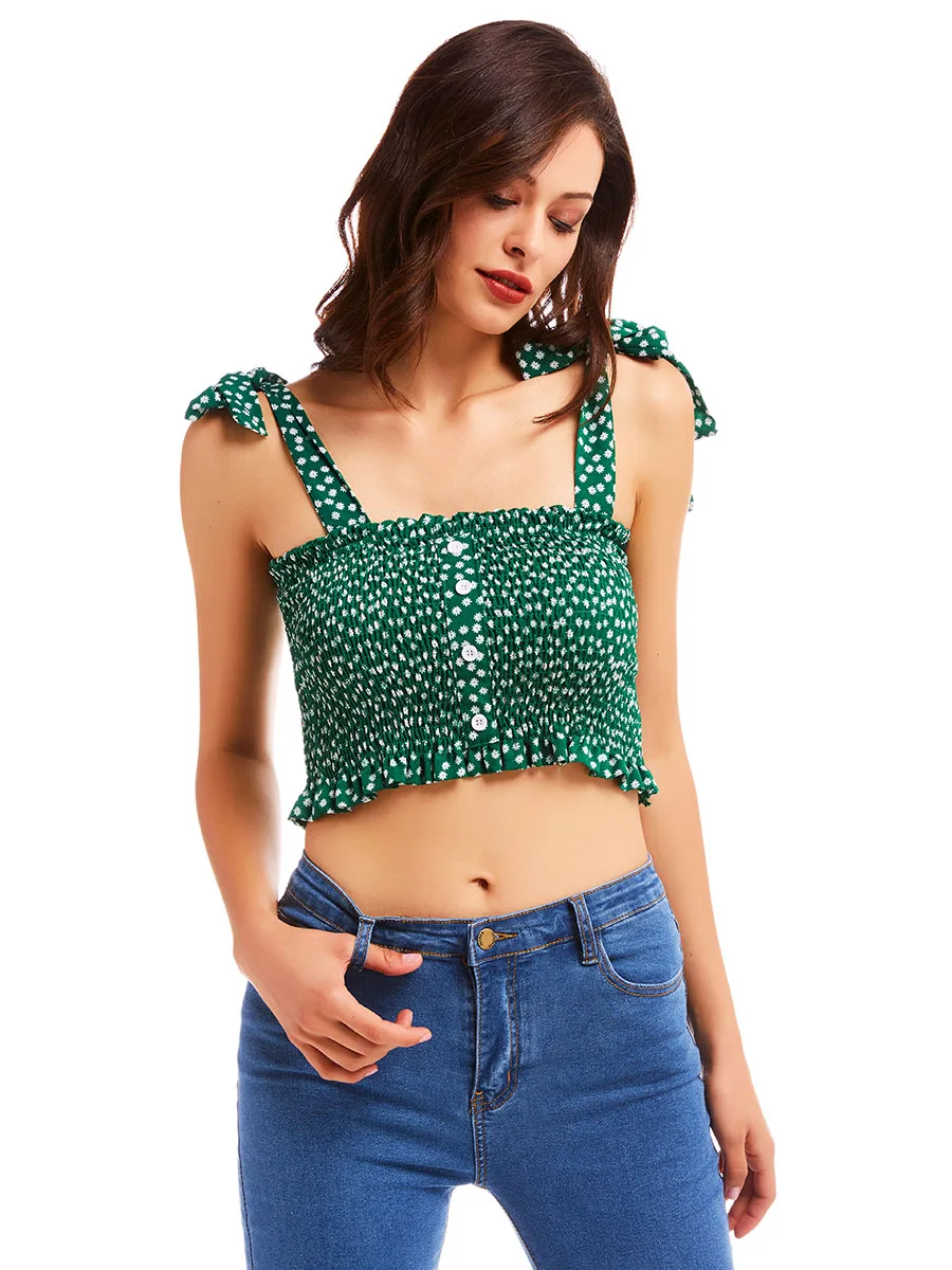 Bikitique женский укороченный топ с галстуком-бабочкой Топики женские топы в горошек