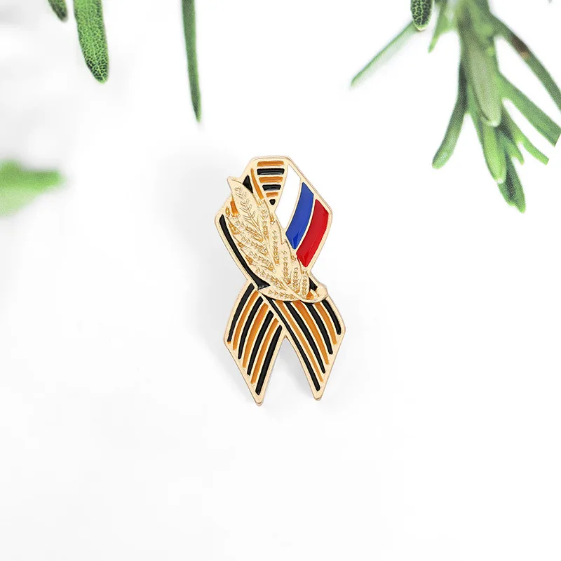 St. George ribbon sign badge with Russian flag (75 years of Victory) | Украшения и аксессуары