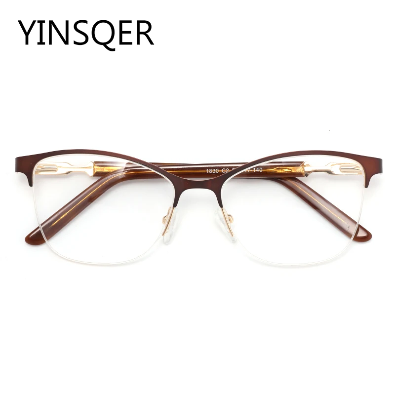 

Square Women's Vintage Glasses Stylish Women Prescription Eyewear Frames Cat's Eye Female Eyeglasses Thin Half Spectacle Frames