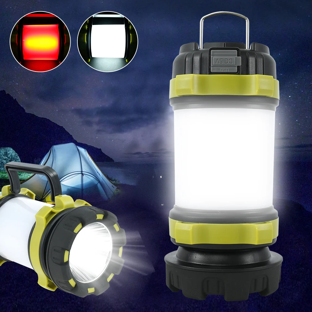 

Rechargeable LED Camping Tent Lantern 1200 Lumens LED Super Bright Flashlight With 6 Modes IPX6 Hanging Handheld Searchlight