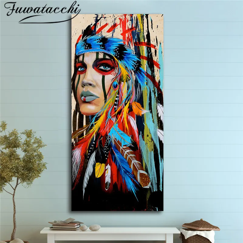 Fuwatacchi Индийский стиль для девочек картина маслом цветные аэрозольные принты и