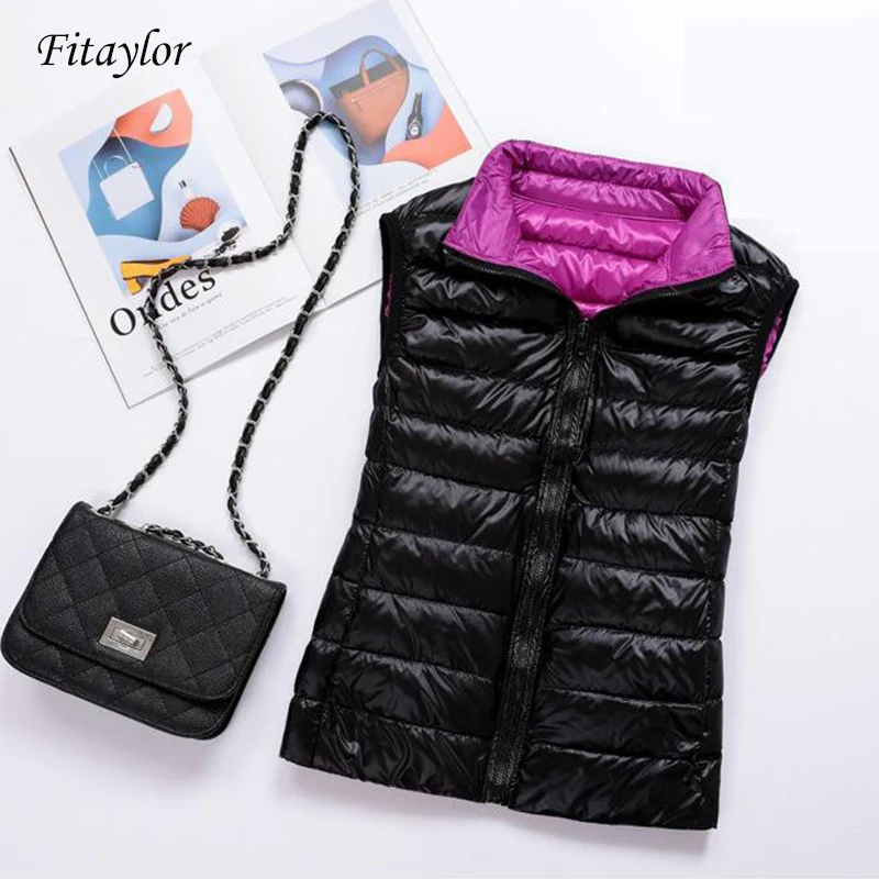 Женский жилет ftaylor двусторонний ультра легкий большого размера облегающая