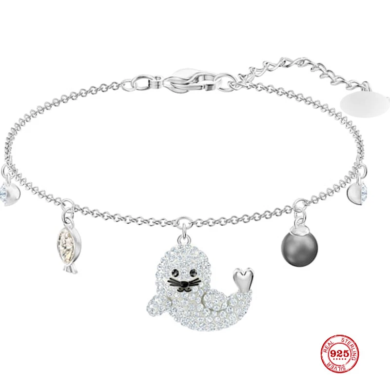 

2020 New Fashion Charm Pure 925 Silver Original 1:1 Copy, Cute Dolphin Fashion Exquisite Bracelet Female Luxury Jewelry Gifts