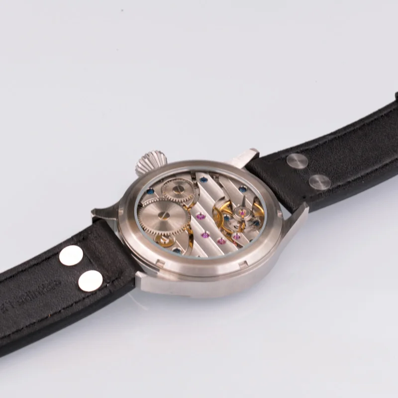 

Corgeut 17 Jewels Mechanical Hand Winding Watch Movement 6497 Fashion Leather Sport Luminous Man Luxury Brand Watch black case