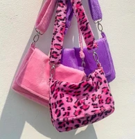 fashion faux fur women messenger bags soft plush ladies shoulder bag vintage leopard female clutch purse winter warm handbags