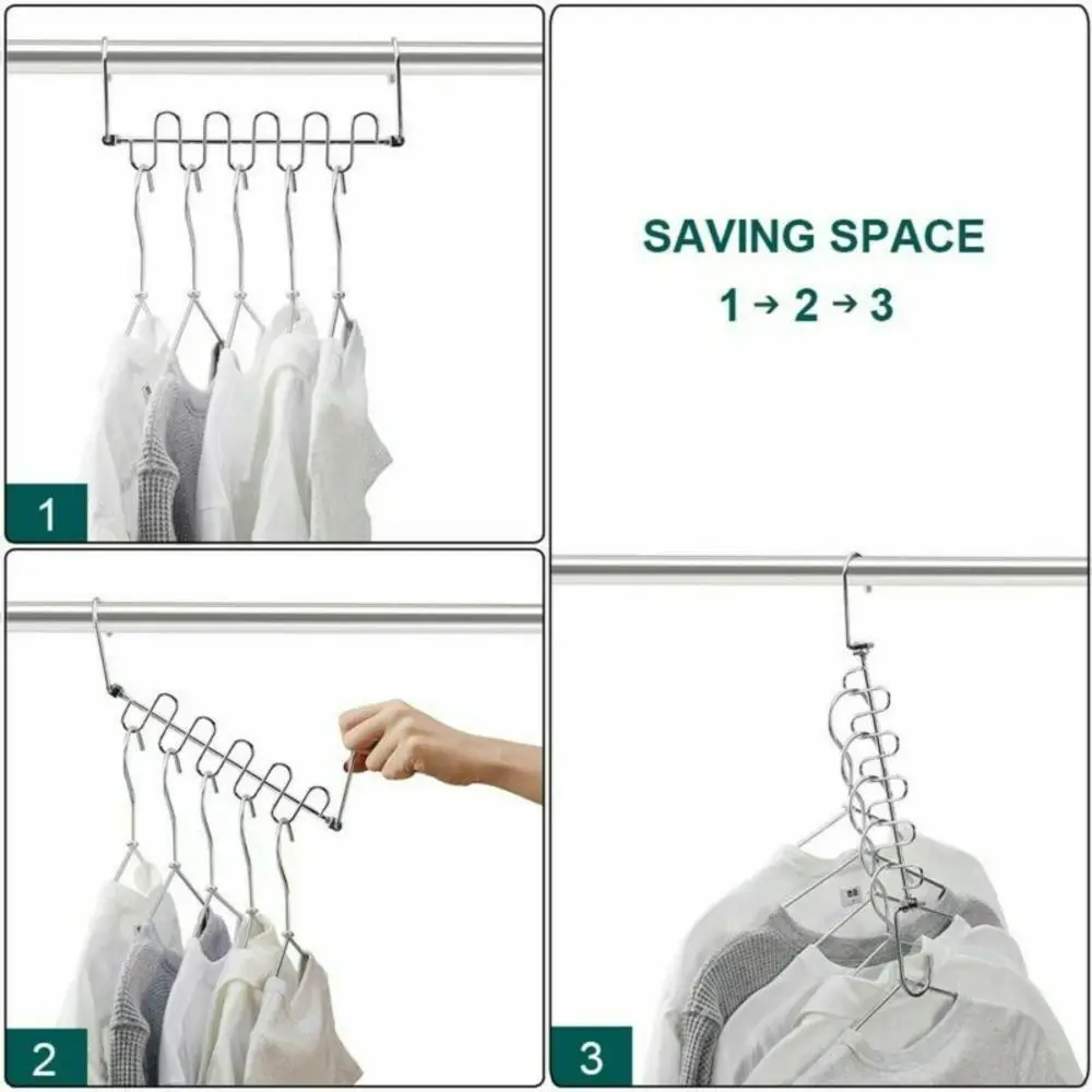 

Metal Cloth Hanger Wardrobe Closet Clothes Organizer Space Saving S-curve 4pack