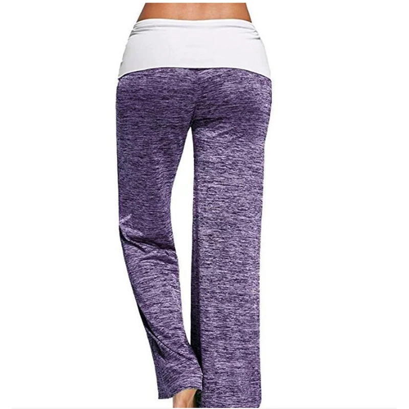 Лоскутные брюки с высокой талией эластичные широкие со шнуровкой свободные