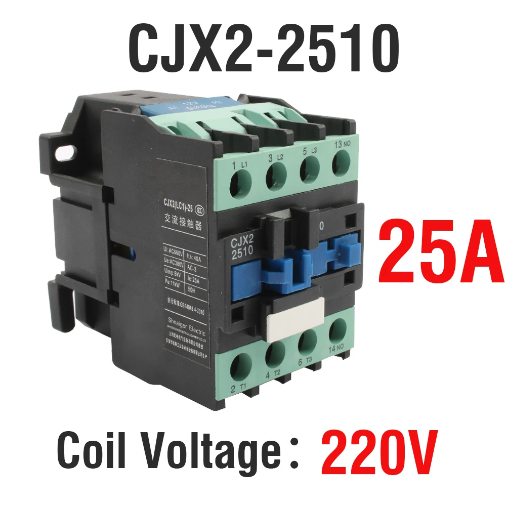 2510-220V CJX2-1210 1810 0910 2510 LC1 контактор переменного тока 110V ac 12A 50 Гц/60 Гц оригинальная lc1-D1210 12V 24V 36V 48V 110V 220V 380V - Цвет: 2510-220V