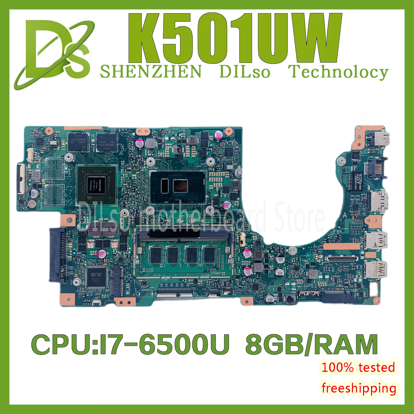 

K501UQ U5000 with I7-6500U GT940M 8GB/RAM Laptop motherboard for ASUS K501UX K501UW K501UXM K501UB original mainboard 100% test