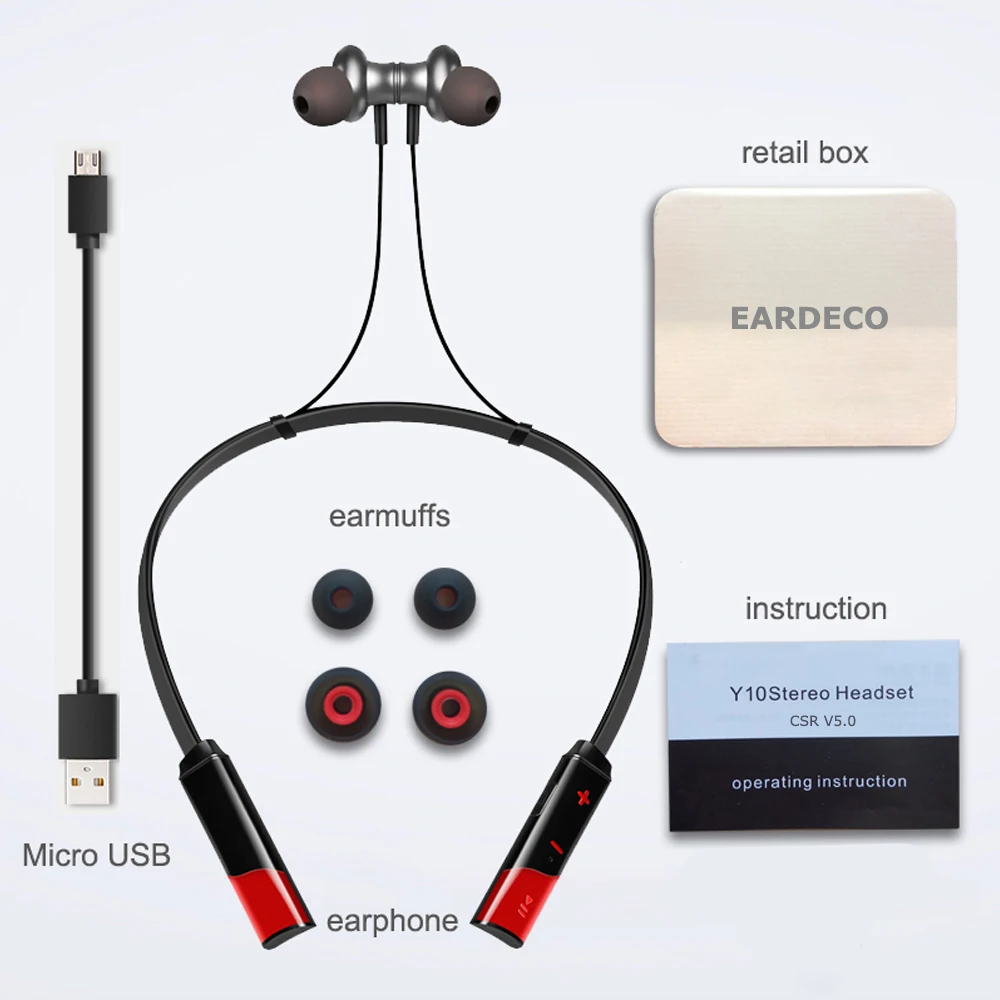 Беспроводные наушники EARDECO с басами Bluetooth-гарнитура Спортивные шейным ободом