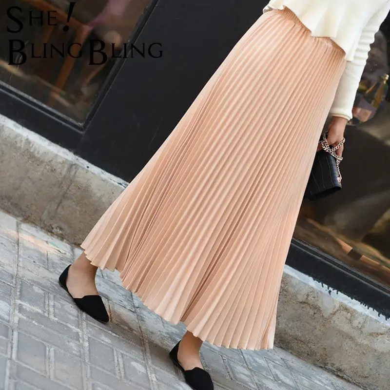 SheBlingBling Женская длинная юбка Сезон весна лето Эластичные с высокой талией